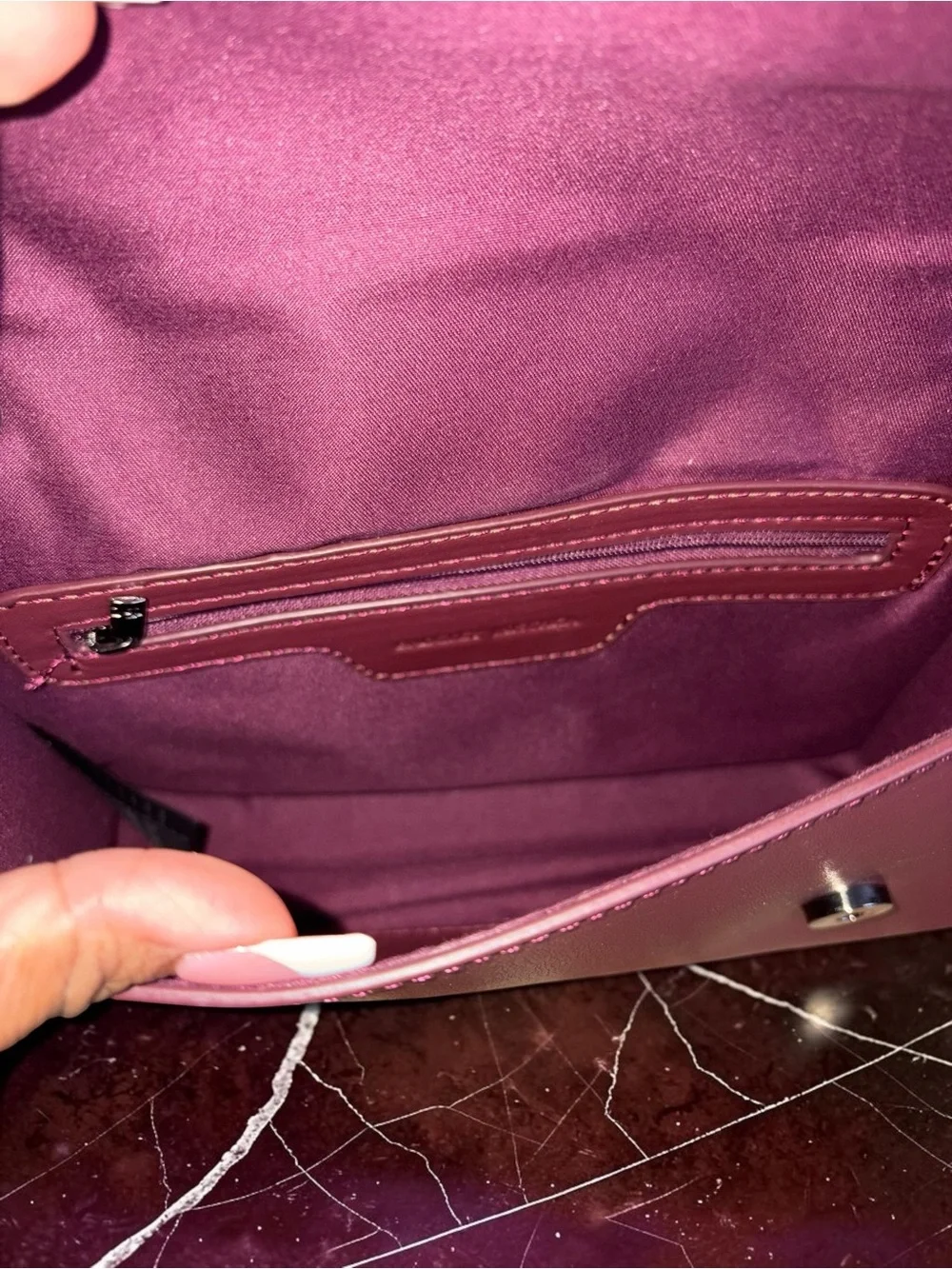 Badgley Mischka Burgundy Vegan Leather Chain Shoulder Bag